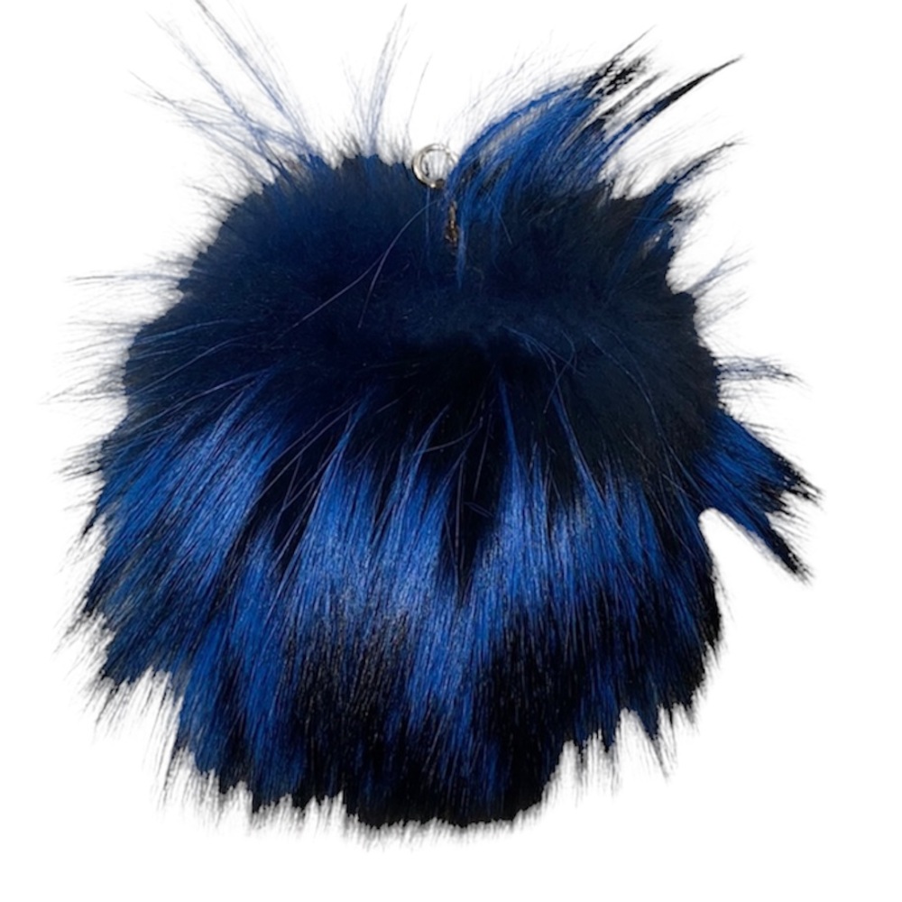 Auth MCM Munich real fur Pom Pom bag key charm gold hardware bag accessories